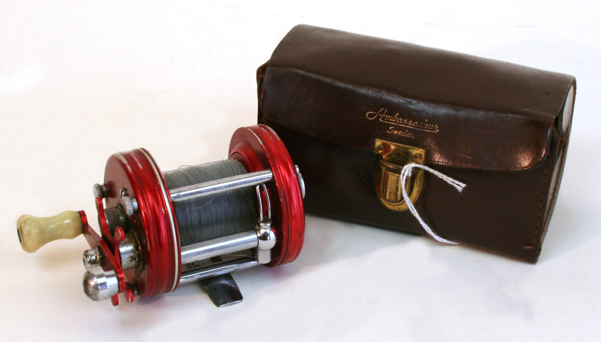 Vintage Ambassador brand fishing reel with original case/line